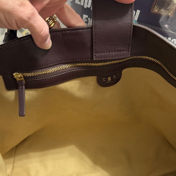 Tory Burch Burgundy and Black Checkered Tote - Picture 12 of 15